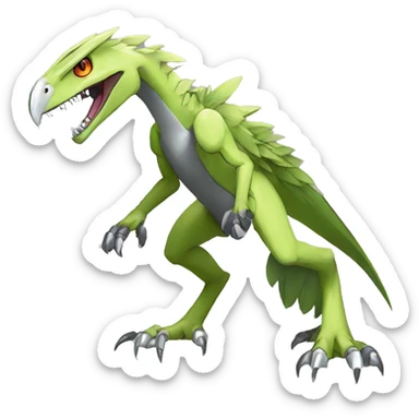  Cool Edgy Shiny Digimon-Fakemon-Raptor-Reptile full body sticker