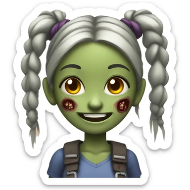 smiling girl with twintails zombie sticker