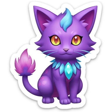 Shiny Magical Elemental Purrloin-Delcatty-Pokémon-Fakémon-hybrid-creature (full body) sticker