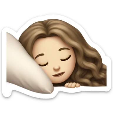 pale girl with long brunette hair sleeping sticker
