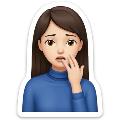 Brunette girl with hand on throat sticker