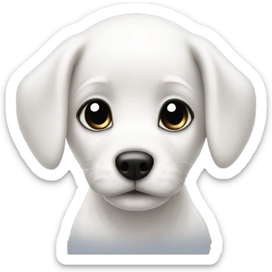 Cute white puppy with one black ear and black eye  sticker