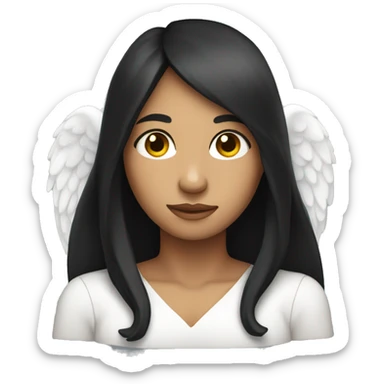 A female angel with long black hair sticker