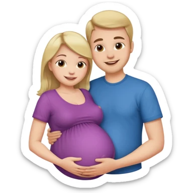 Femme enceinte homme fais bisous sur le ventre sticker