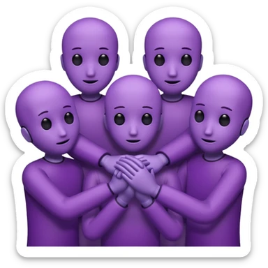 purple group without eyes and nose  holding hands sticker
