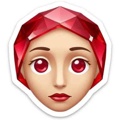 mind-blown face with a ruby gemstone floating above the head sticker