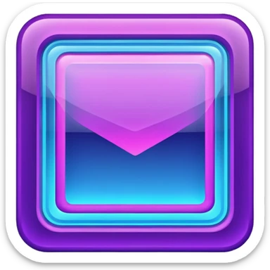 A glowing neon square in shades of blue and purple, transparent background sticker