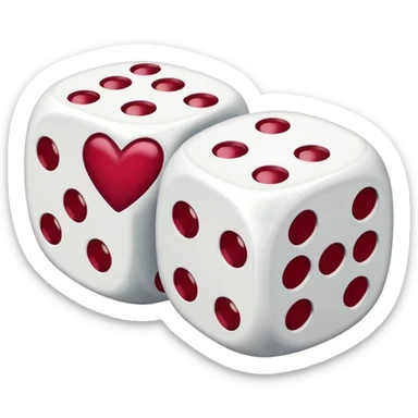 two dices in with burgundy red heart details sticker