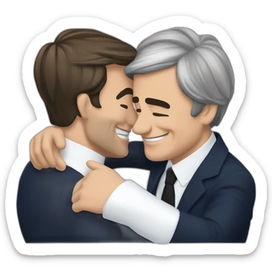 fillon and macron hugging sticker