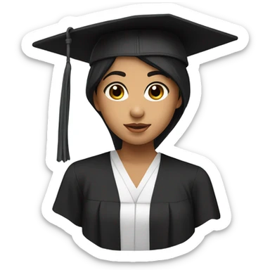 An emoji of a girl with a grad cap with black hair brown eyes and tan color skin  sticker