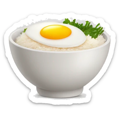 a bowl of rice with two eggs and chicken thigh front view sticker