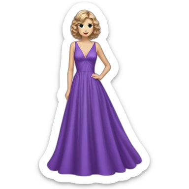 Taylor Swift with a big violet dress sticker