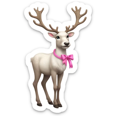 white realistic reindeer pink bows full body sticker