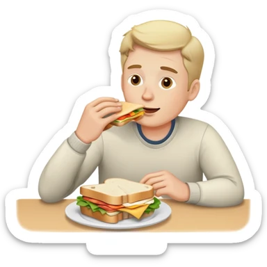 a white man is having lunch at the table sticker