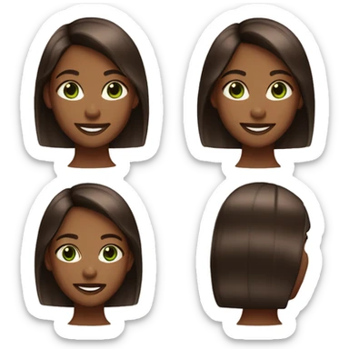 
HEAD OF A BROWN GIRL WITH STRAIGHT HAIR WITH COPPER HIGHLIGHTS IN DARK BRONZE GREEN EYES WITH A PORCELAIN COMPLEXION AND SMILE sticker
