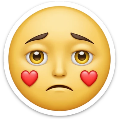 A yellow circular frowning Face with a heart above one eye and a tear under the other sticker