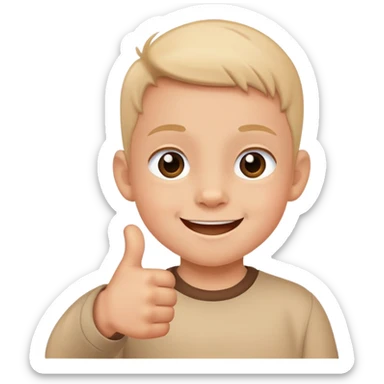 child giving a thumbs up after eating all their food, cheerful and cute sticker