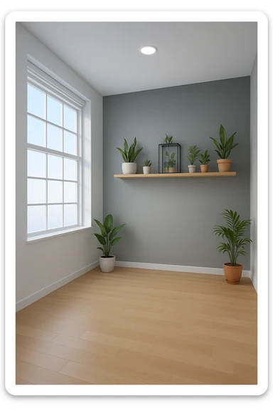 faMMI QUESTA STANZA SENZA LE PERSONE E SENZA LETTINO, SOLO LA STANZA. FALLA MOLTO PIù LUMINOSA CON LUCI PIù FREDDE E MODERNE, NON LUCI GIALLE sticker