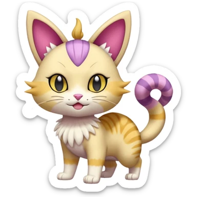  Fey Toony Meowth-Skitty-Delcatty-Sprigatito-Purrloin-fusion-hybrid sticker