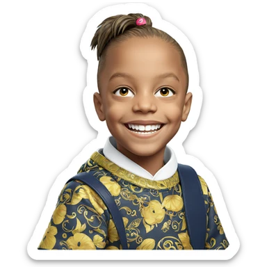 smiling boy with hair ornament sticker