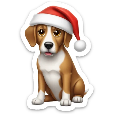Dog wearing Santa hat sticker