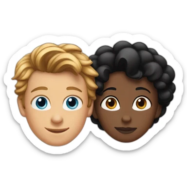 Simon Baker with blue eyes hug a black girl brown eyes and sblack hair in a bun sticker