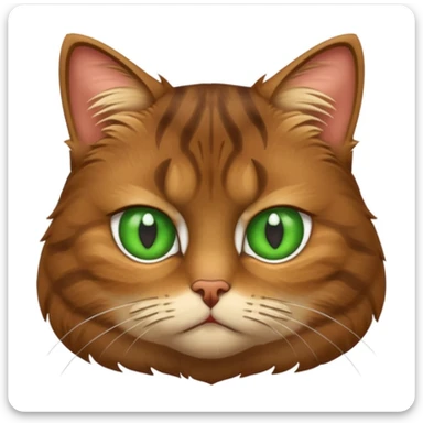 a fluffy brown tabby cat  face who is very grumpy sticker