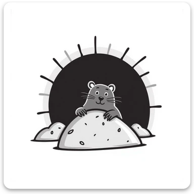 a hand drawn doodle of a mole peeking out of the earth sticker