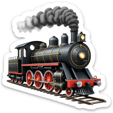 straight on view of an old-fashion steam train coming down the tracks sticker