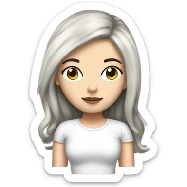 Coquette white girl teenage, black hair sleeping  sticker