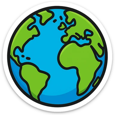 cartoonish planet earth sphere with bright colors, no background sticker