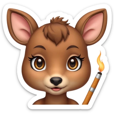 Cute female deer with cigarette with a bow bigger eyes bigger eyeliner and eyelash sticker