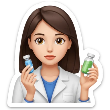 Beautiful fit brunette girl taking pills  sticker