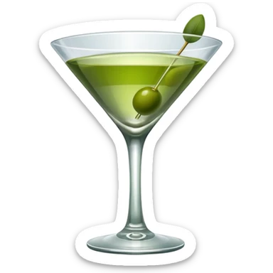 martini glass with olive sticker