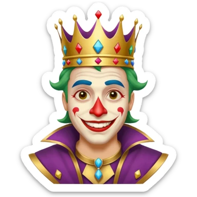 crazy colorful human jolly joker from poker, medieval, vintage, king sticker