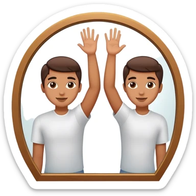 a person through a mirror. self-love high fiving sticker