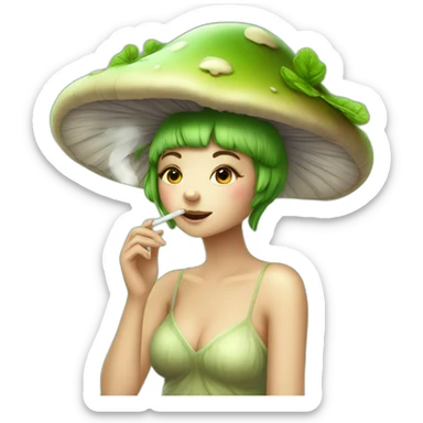 cute mushroom fairy smoking herbs sticker