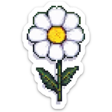 ultra minimal pixel art flower with very few pixels and black outline sticker