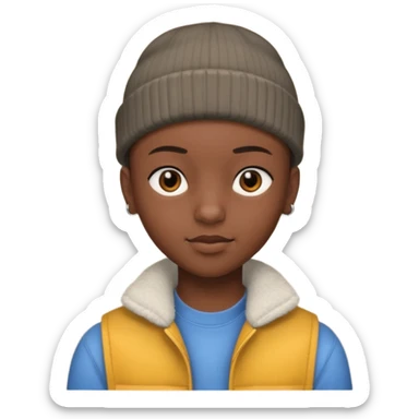 an african teen with buzzcut and wears a beanie sticker