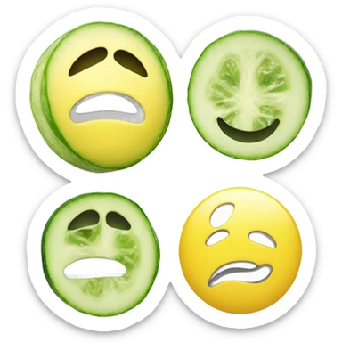 Yellow emoji face with skincare mask and cucumber slices in eyes relaxed,make one in color and other one in black and white, not grayscale sticker