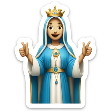 virgin mary thumbs up blue veil with crown sticker