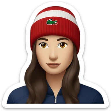 Brunette lacoste beanie with lacoste sticker