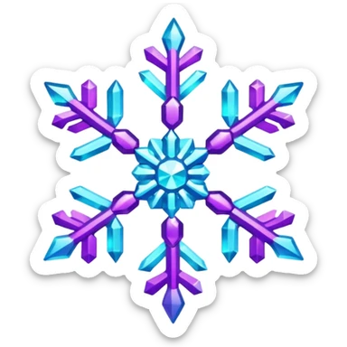 cyan and purple snowflake glitter sticker