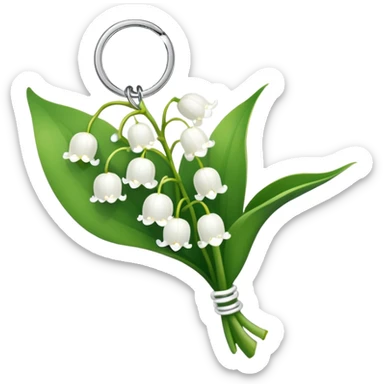 A keychain with lily of the valley sticker