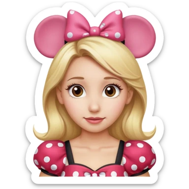 girl Hazel eyes blonde hair Minnie mouse ears sticker