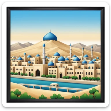 little city and many, small, ordinary, simple, home, Iranian-style, 1980, without frame  sticker