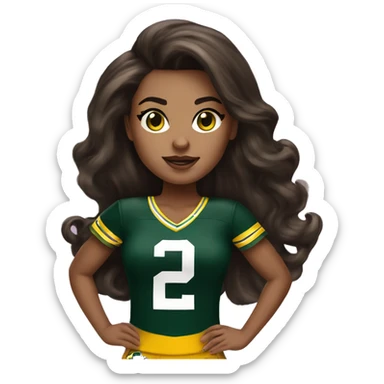 nfl glamourous cheerleader, brunette hair, Green Bay packer  sticker