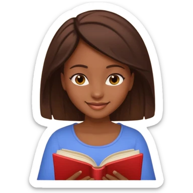 Pretty black girl with brown eyes and brown hair reading a romantic book sticker