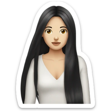 Long black hair looks tired black eyes une mèche au millieu de la tête écharpe blanche   sticker