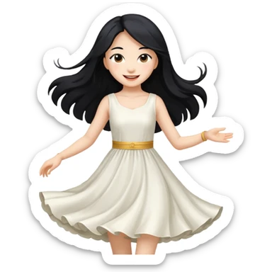 aisan girl with long black and white girl with blonde hair going to dance sticker
